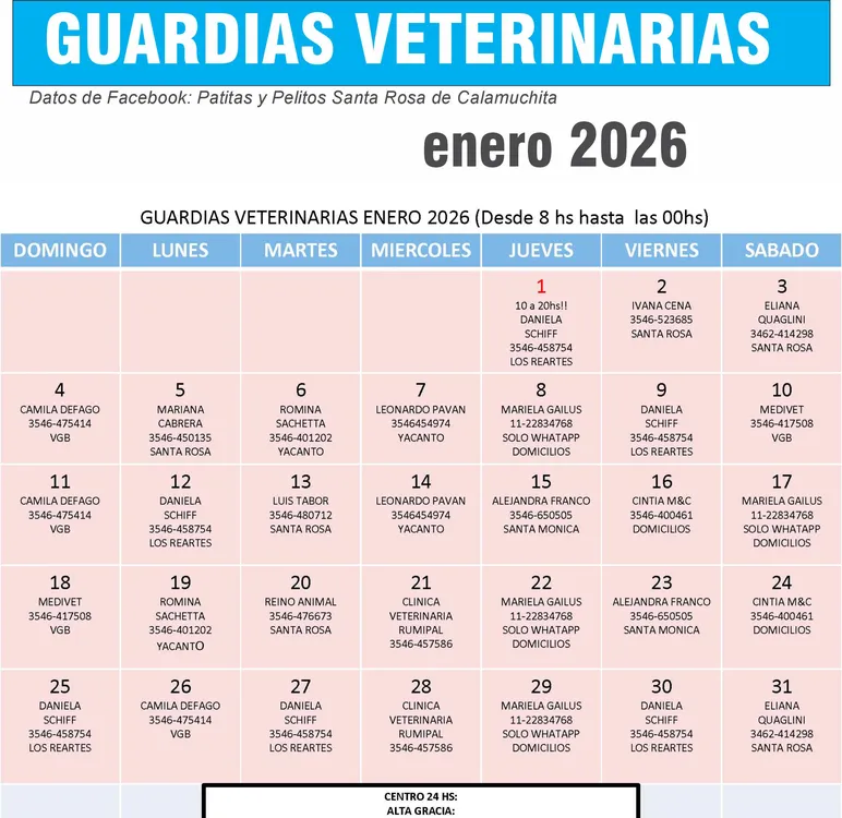 GUARDIAS ENERO 2026